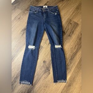 PAIGE Dark Blue Distressed Skinny Jeans